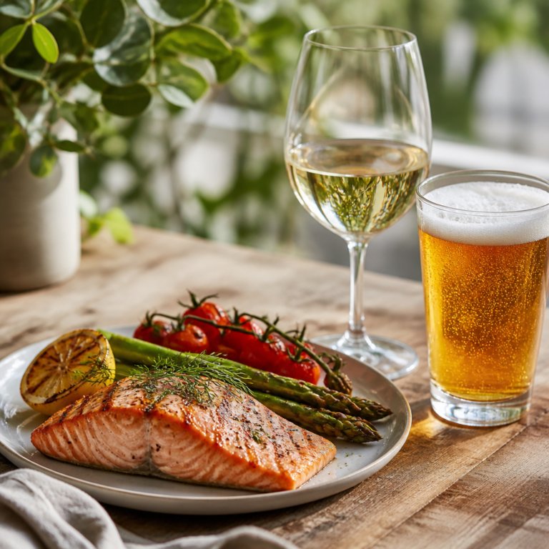 Wijn of IPA bij zalm