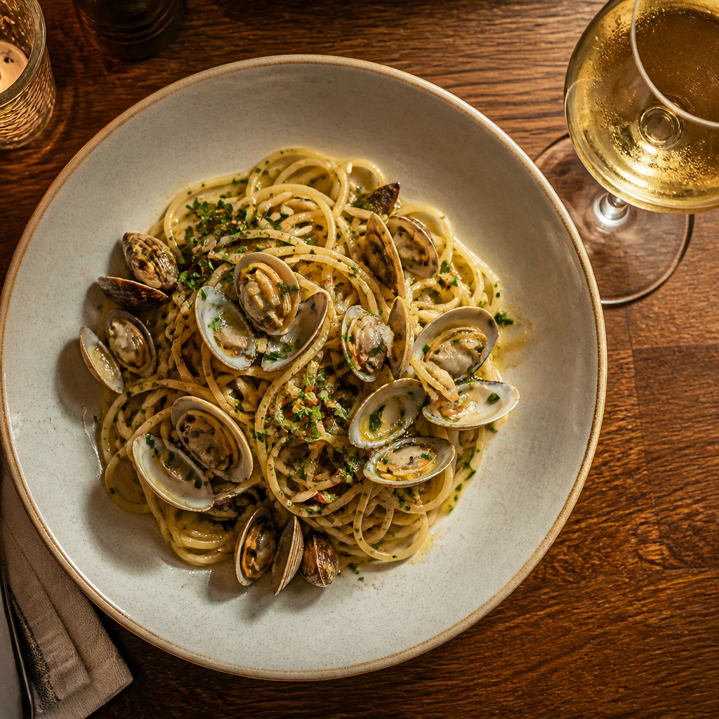Wijn bij pasta vongole